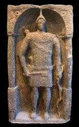Romeinse grafsteen met een Hamiaanse (Syrische) boogschutter, ca. 125-40 n.Chr.
