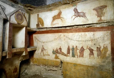 Romeinse kunst: „Spelende jongeren”. Fresco