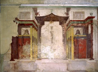 Zuidmuur van de Kamer van de Maskers, Huis van Augustus, Palatijnse Heuvel, Rome