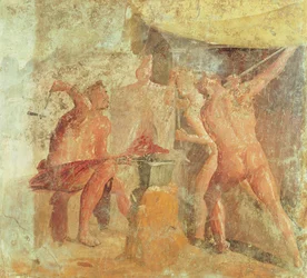 De smidse van Vulcanus, uit Huis VII, Pompeii, ca. 50-79 AD