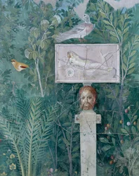 Detail van een tuin schilderij, Huis van de Gouden Armband, uit Pompeii