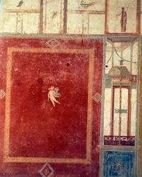 Vierde Stijl Pompeiaanse fresco, Huis van Pinario Ceriale, Pompeii, Campania, Romeinse beschaving