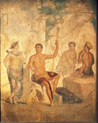 Fresco met Meleager en Atalanta, uit Pompeii