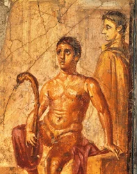 Fresco met Selene en Endymion, uit Huis van Eeuwfeest, Pompeii, Campania, Italië