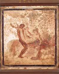Fresco met erotische voorstelling, uit Pompeii, Italië