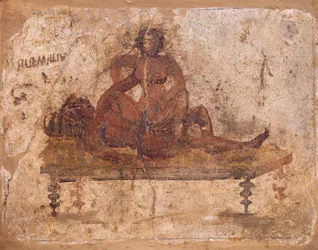 Fresco met een erotisch onderwerp, uit Pompeï, Italië