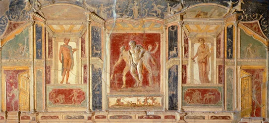 Fresco met wanddecoratie, uit Huis van Meleagro, Pompeii (UNESCO Werelderfgoedlijst)