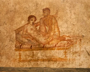 Italië, regio Campanië, provincie Napels, Pompeï, Huis van de Vettii, erotisch fresco