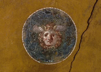 Medaillon met Gorgonenhoofd, rechtervleugel in Huis van Vettii, Pompeii (UNESCO Werelderfgoedlijst)
