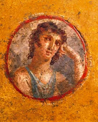 Medallion met jongensportret, fresco, uit Casa degli Amorini Dorati (Huis van Gouden Cupido