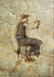 Romeinse beschaving, fresco van een meisje dat parfum giet, uit Pompeii