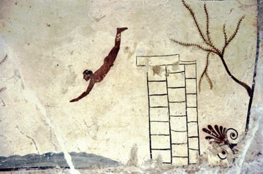 Romeins muurschildering van het graf genaamd de duiker
