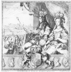 Willem III (1650-1702) en Maria II (1662-94) gegraveerd door de kunstenaar, ca.1690