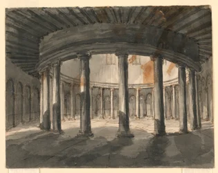 Toneelontwerp, interieur van rond gebouw