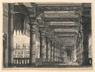 Toneelontwerp, Loggia met Fontein in een Oriëntaals Paleis