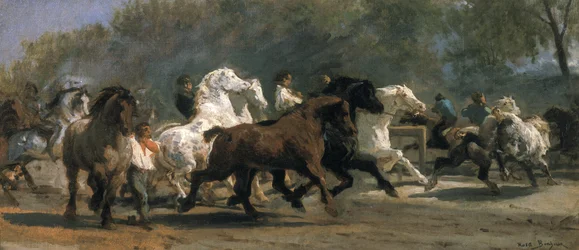 Studie voor de paardenmarkt, 1852-54