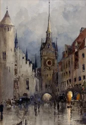 Straatscène in München, 1880
