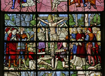 Raam met de marteldood van St. Denis (detail)
