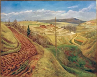 Landschap met berkenboom