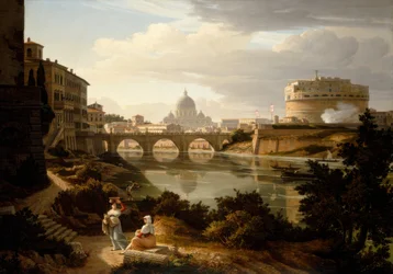 Rome, uitzicht op de Tiber naar het zuiden