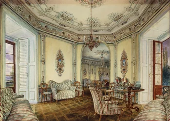 Interieur van de Salon van een Kasteel in Obertwaltersdorf