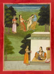 Krishna speelt met de gopi