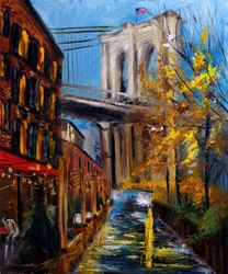 Herfst bij Brooklyn Bridge in DUMBO New York