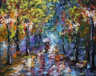 Avondwandeling, 2016 (olieverf op doek)