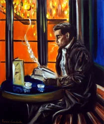 Meneer in een Parijs café, 2025 (olieverf op doek)