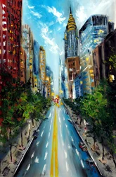 Manhattan Street New York, 2022 (olieverf op doek)
