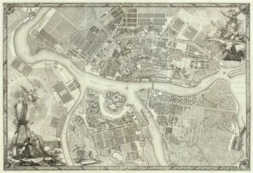 Kaart van Petersburg Boek ter gelegenheid van de 50e verjaardag van de oprichting van Sint-Petersburg, 1753