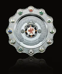 Keizerlijke presenteerschaal gemarkeerd "Sazikov" met het keizerlijke keurmerk, St. Petersburg, 1882