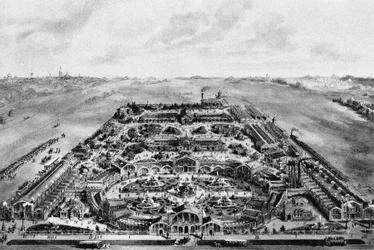 Uitzicht op de All-Russische Expositie van 1882, Khodynka, Moskou, Rusland
