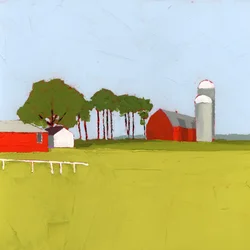 Onder de bomen, 2025 (acryl op houten paneel)