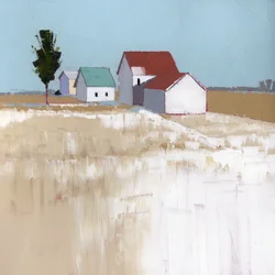 Sneeuw op het dak, 2025, acryl op houten paneel