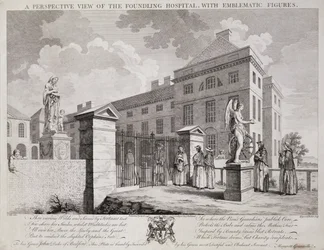 Een Perspectief van het Weeshuis met Emblematische Figuren, 1749