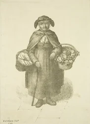 Oude bloemenverkoper van Kingswood, ca. 1828