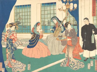 Salon van een buitenlands bedrijf in Yokohama, 9e maand, 1861