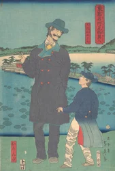 Nederlander en kind bekijken het Benten-heiligdom bij Shinobazu-vijver
