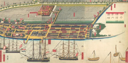 Beeldgids voor Yokohama Haven, 7e maand, 1860