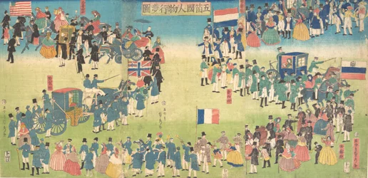 Processie van Mensen uit Vijf Landen: Nederland, Rusland, Frankrijk, Engeland en Amerika