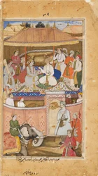 Krishna, in de gedaante van Indra, adviseert een koning