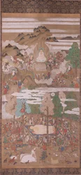 Dood van Sakyamuni Boeddha (inkt, kleur  goud op zijde)