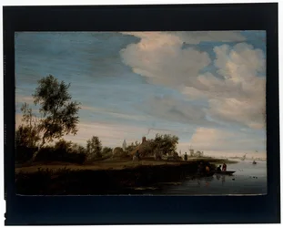 Een huis bij een rivier