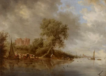 Rivierlandschap met de Ruïnes van het Kasteel van Egmond, 1641
