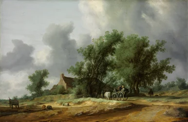 Weg in de duinen met een koets