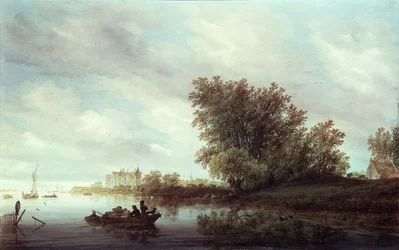 Bosrijk Rivierlandschap met een Kasteel