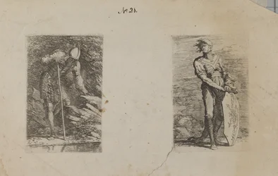 (Figurenserie) Gepantserde man kijkt in stroom