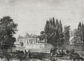 Lazienki Paleis, Warschau, Polen, lithografie uit Poliorama Pittoresco, nr. 48, 9 juli