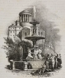 Prado fontein, Madrid, Spanje, uit Poliorama Pittoresco, nr. 39, 4 mei